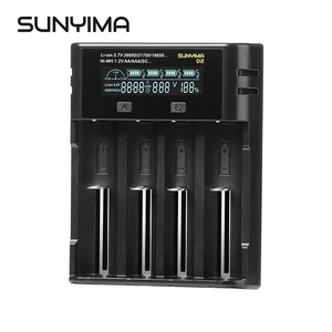 sunyima d2 3 7v 18650 4 slot typec battery charger for aaaaa 5v2a lcdusb with led indicator ni mhni cd 217002665010440 free global shipping