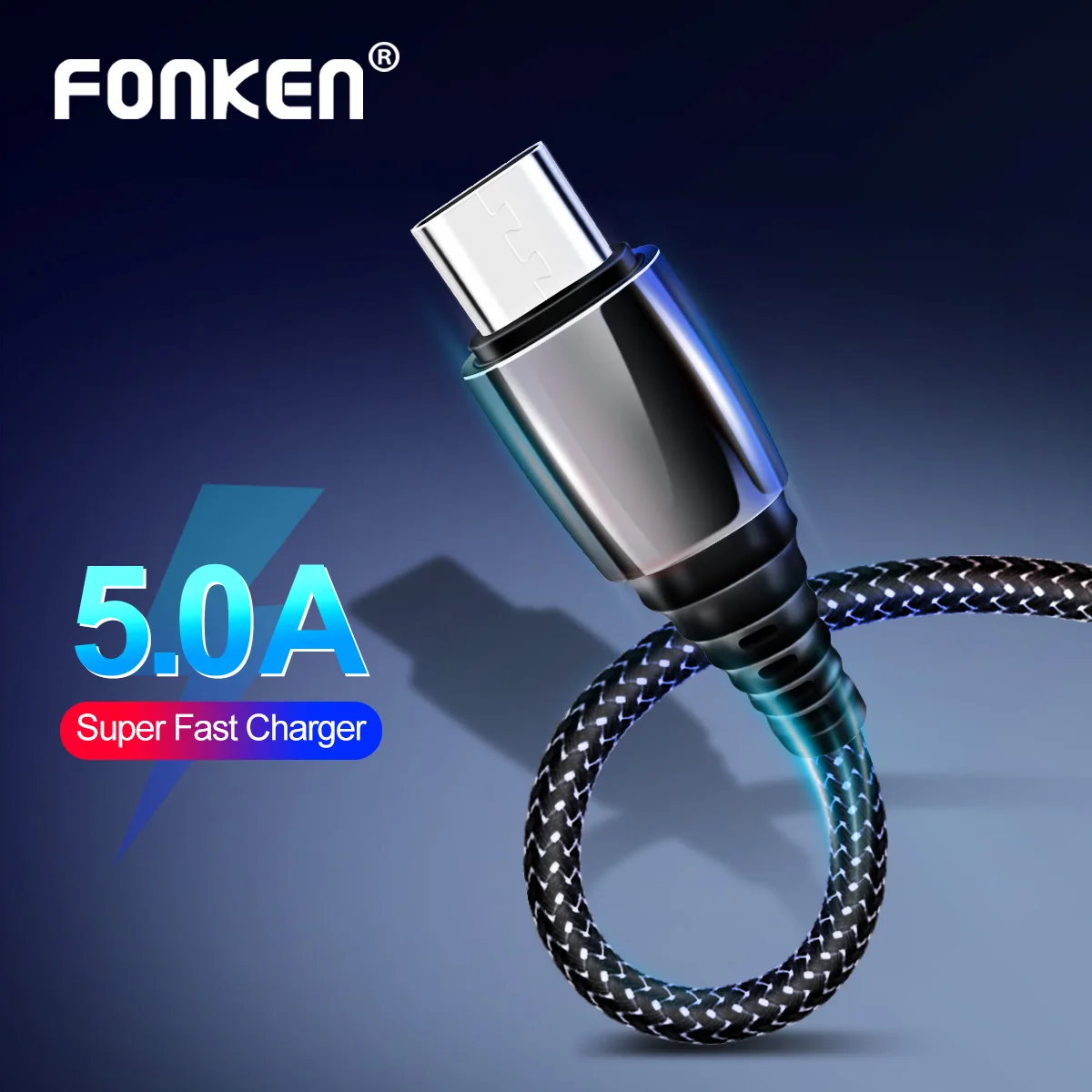 Usb-кабель FONKEN 5A type C для быстрой зарядки телефона USB C шнур 0,3 м 1 м нейлоновый Плетеный Универсальный зарядный кабель type-C для передачи данных