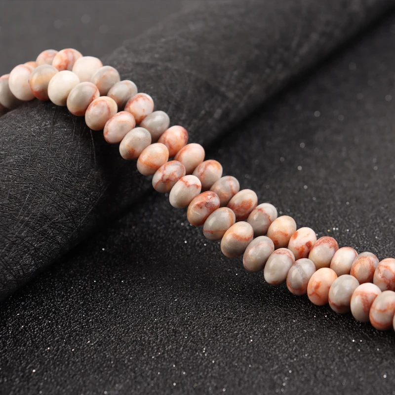 

Natural Stone Red Grid Abacus Beads 8*5mm About 80pcs Round Loose Beads For Jewelry Making DIY Bracelet Necklace 15"