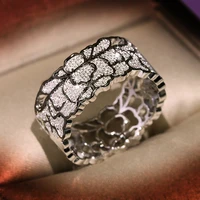 retro 925 silver white zircon small fresh pattern lace hollow closed ring for female creative personality jewelry christmas gift