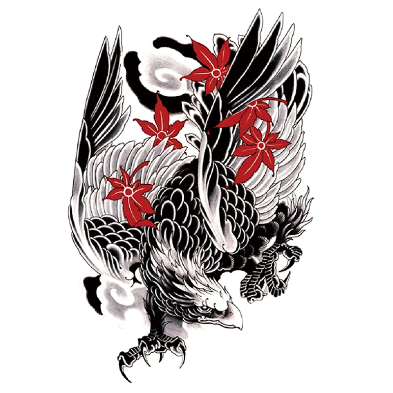 Большая водостойкая Временная тату-рука с цветами окрашенная орлом боди-арт