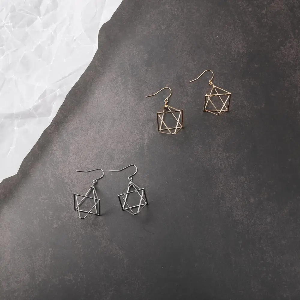 Модные темпераментные полые треугольные пирамиды висячие серьги геометричные
