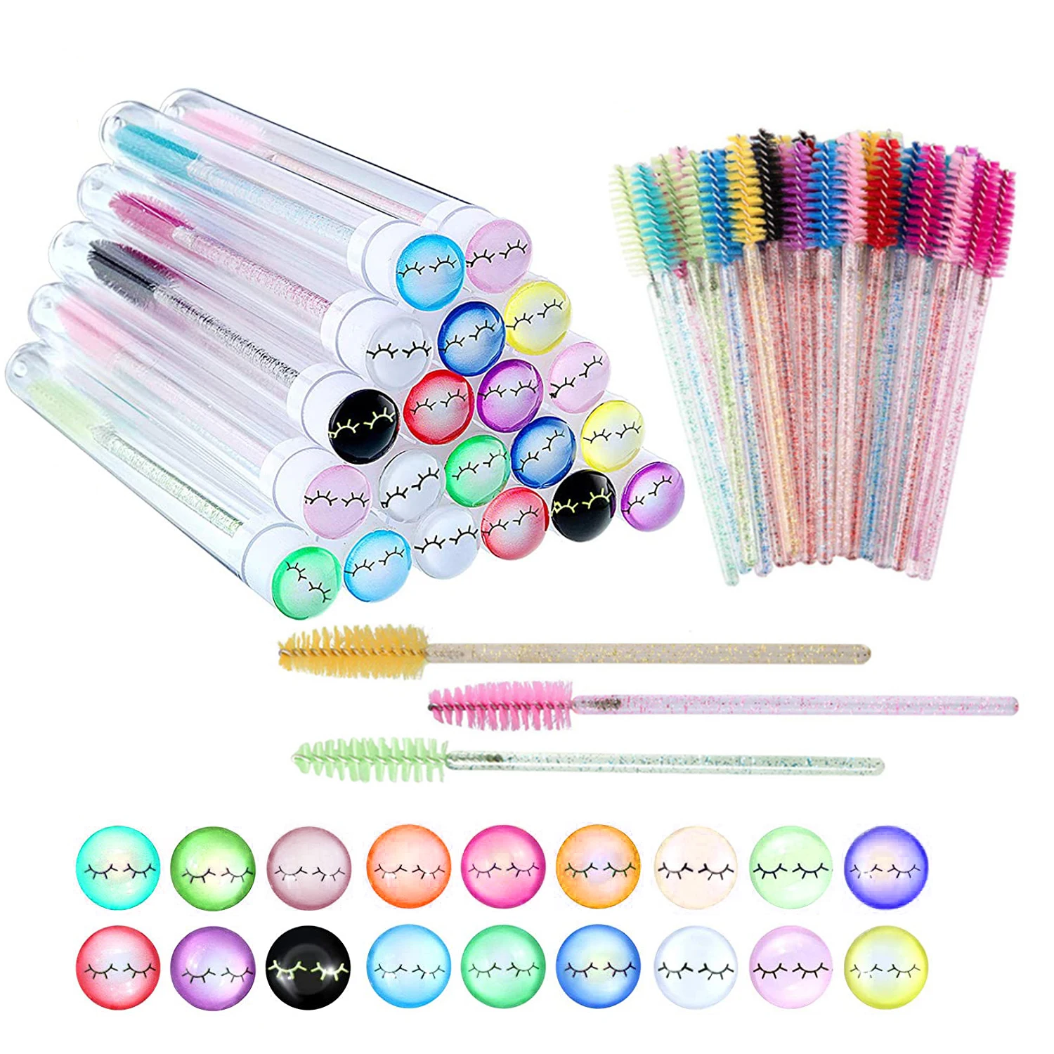 

25/50pcs Reusable Mascara Wand Tube Disposable Eyelash Extension Brush Wand Replaceable Dust-proof Eyebrow Eye Lash Brushes Size