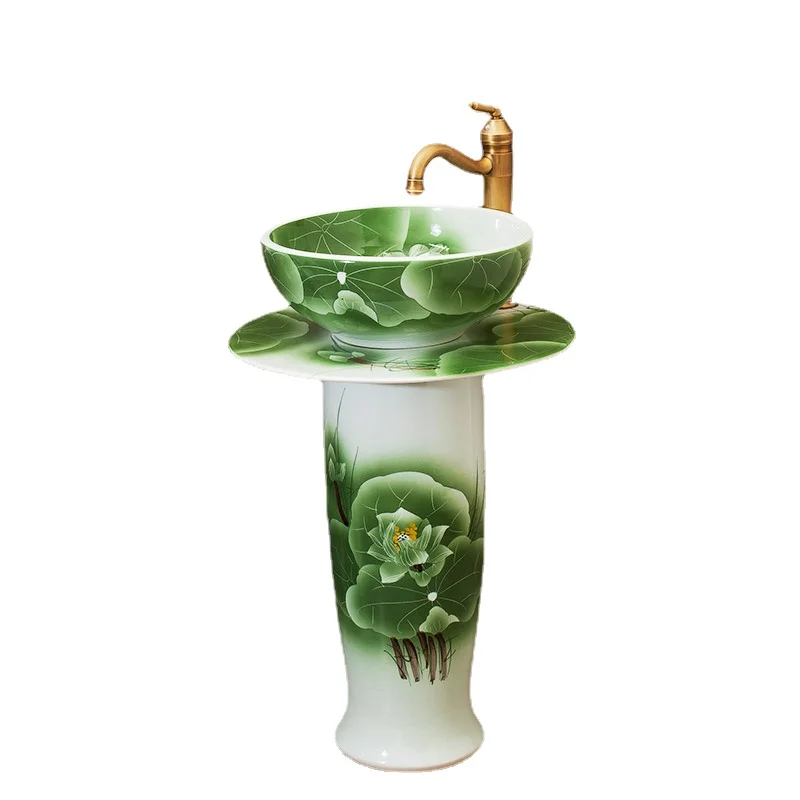 

Balcony Ceramic Column Wash Basin Inter-Platform Basin Bathroom Floor-Standing Washbasin Basin Small Apartment Home Pedestal
