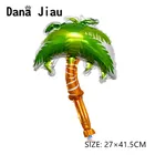 Зеленые фольгированные шары DanaJiau с кокосовым деревом, украшение для дня рождения, парк с зелеными листьями, надувной гелиевый растительный шар, тема динозавра