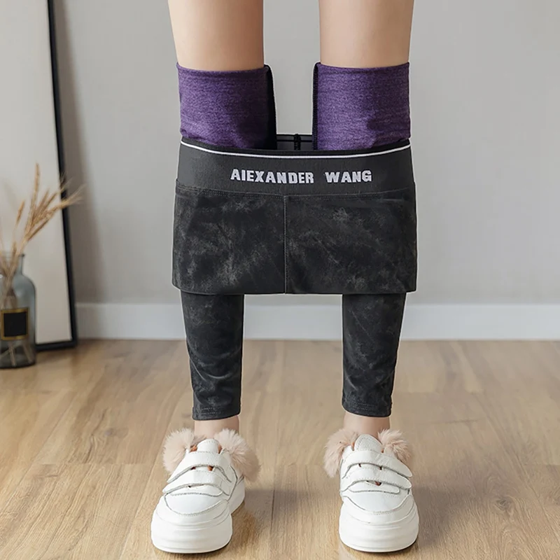 

Women Pants Women's Imitation Jeans Elastic Waist Slim Fitness Denim Tights Letter Print Female Casual Pencil Pants