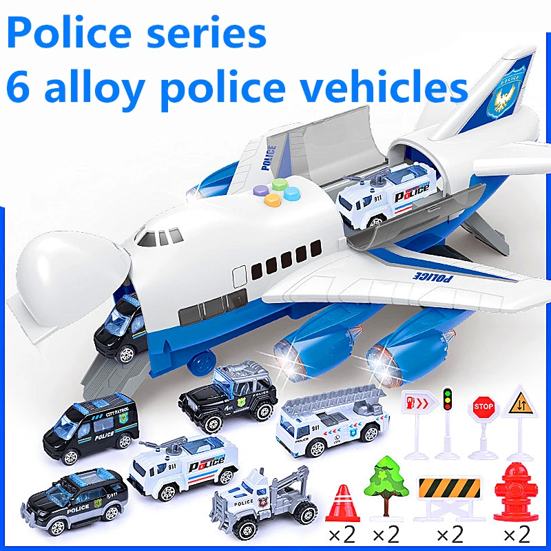 

Игрушечный самолет для мальчиков, негабаритный музыкальный трек, инерционная игрушечная машинка, модель пассажира, большое место для хране...