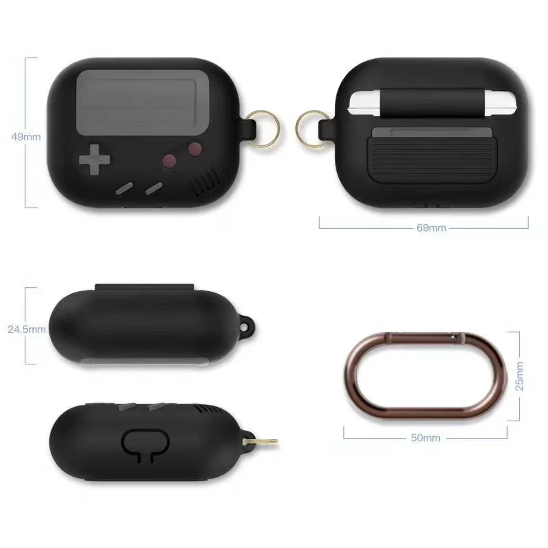 

2021 New AirPods Pro Case Fashion Retro Game Earphone Case For Airpods Pro Cute 3D Game-boy Silicone Headphone Cover Keychain