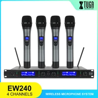 xtuga top quality ew240 4 channel wireless microphones system uhf karaoke system cordless four handheld mic bodypack home party