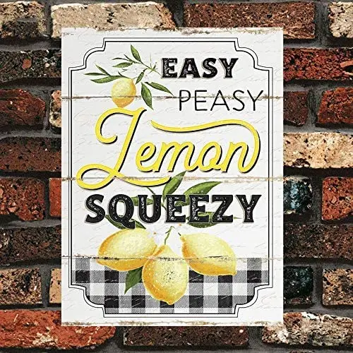 

SmartCows Easy Peasy Lemon Squeezy Vintage Tin Sign 8x12 Inches Retro Metal Pub Club Cafe Bar Home Wall Art Decoration Poster