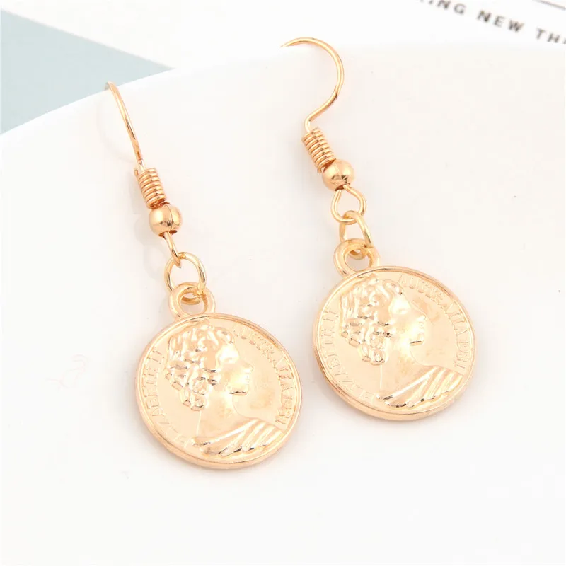 Женские серьги-аватары в форме монеты 1 пара золотых круглых подвесок подарок для