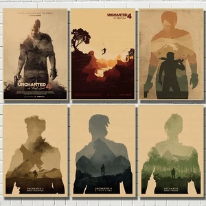 Постер из крафт-бумаги Uncharted, Классическая игра, для бара, кафе, гостиной, столовой, настенные декоративные картины