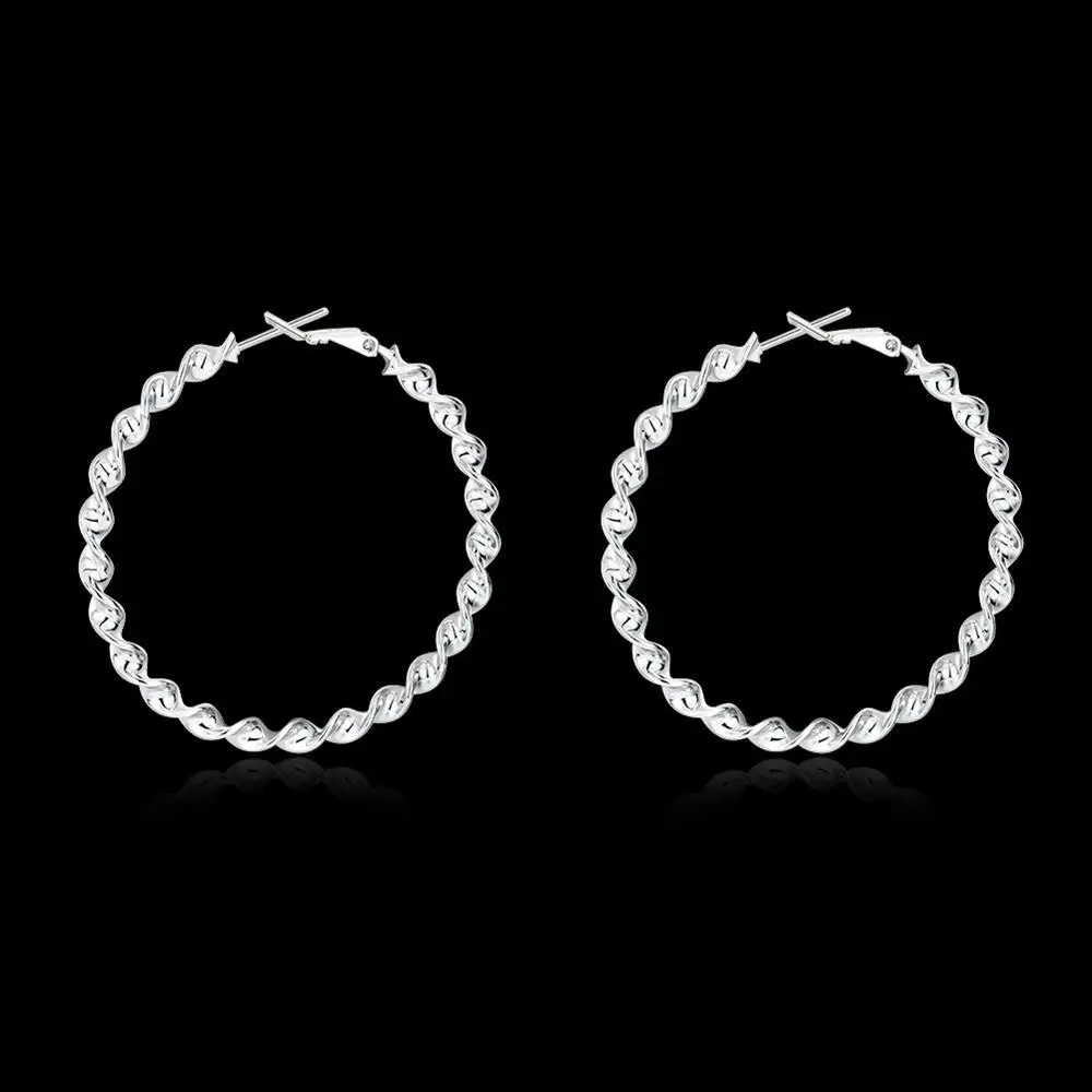 Серебряный цвет модные ювелирные изделия Модные серьги волна круглый твист