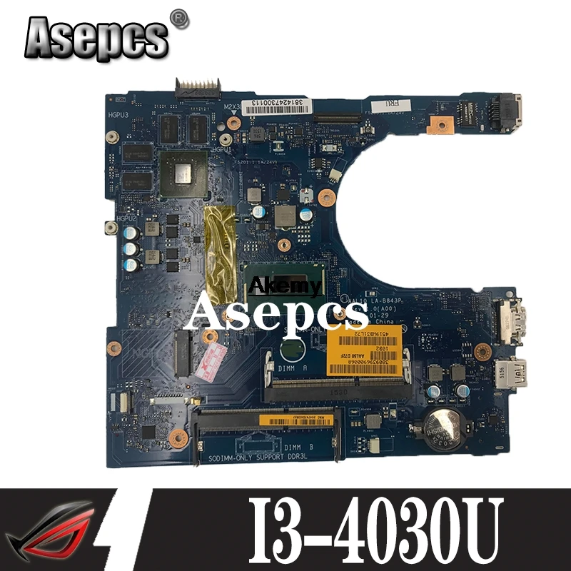 Для Dell Inspiron 15 5458 5558 5758 материнская плата для ноутбука I3 4030U процессор AAL10 LA B843P CN 07KTXF