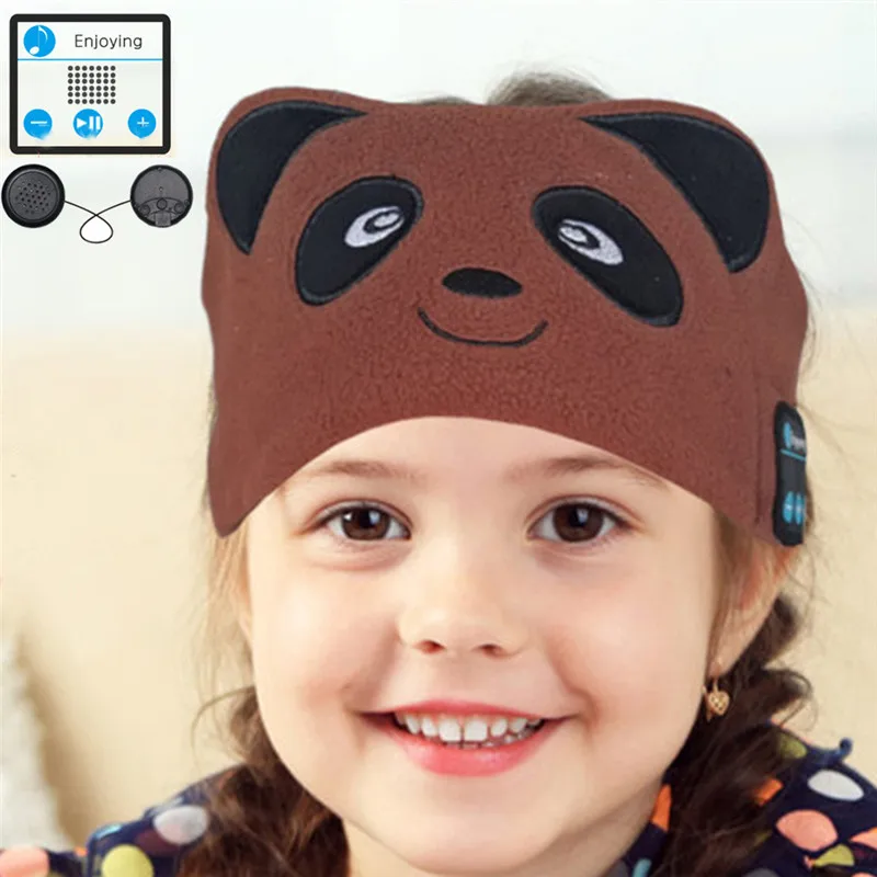 Детские беспроводные наушники Bluetooth 5,0, наушники, маска для сна, мультяшная Музыкальная гарнитура с микрофоном для ответа на телефон