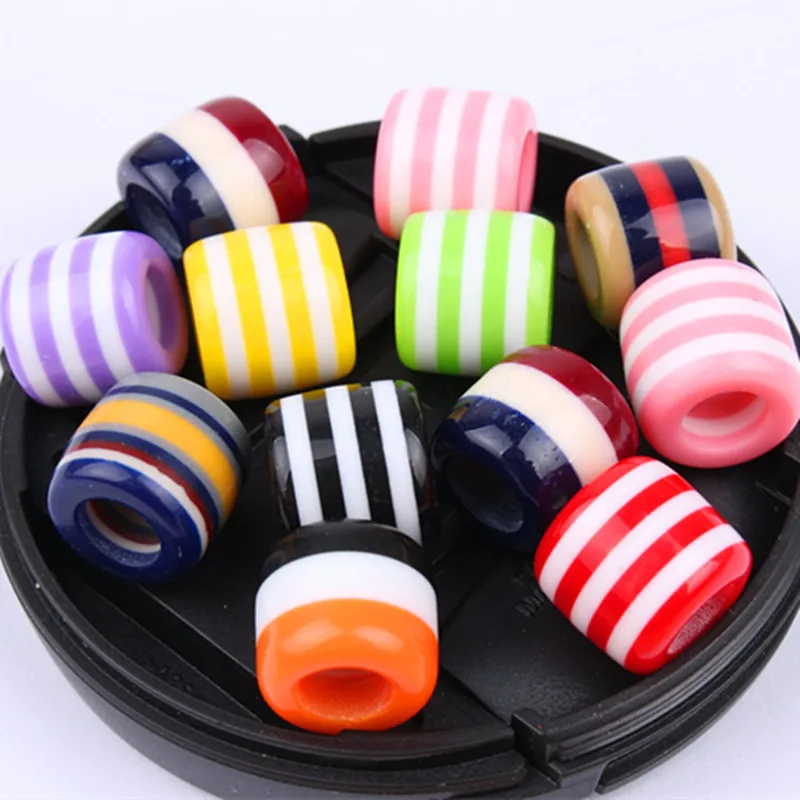 10 шт. 6 мм Разноцветные Бусины из смолы для дредов радужные полосы узор бусины