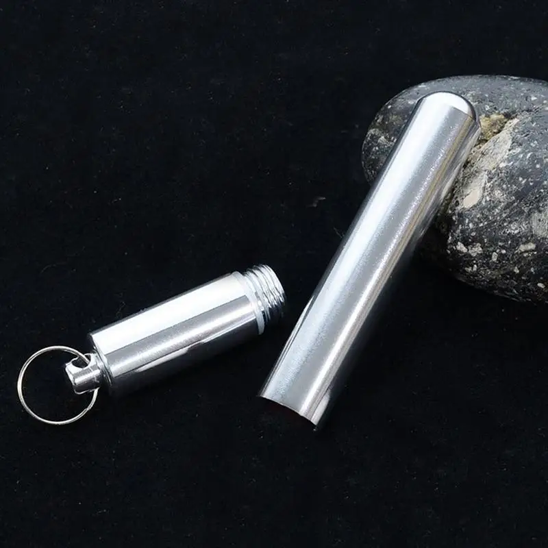 

Portable Aluminum Outdoor Gadget Pillbox Innovation Mini waterproof Gadget Toothpick Sealed Holder W3X6
