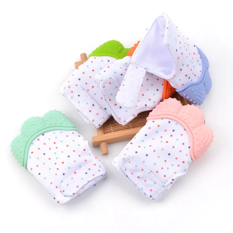 

1pc Silicone Teether Mitten Blue Green Orange Pink