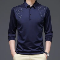 spring and autumn mens long sleeved t shirt new business casual lapel mens wear collared t mens polo shirt
