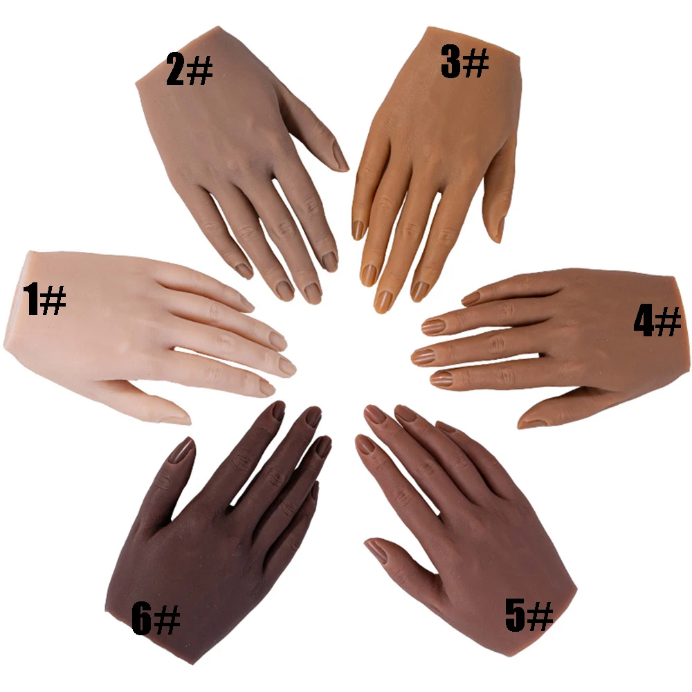 

Nail Practice Hand Model Flexible Movable Silicone Soft Fake Hands for Nail Art Training Display Model Manicure Tools