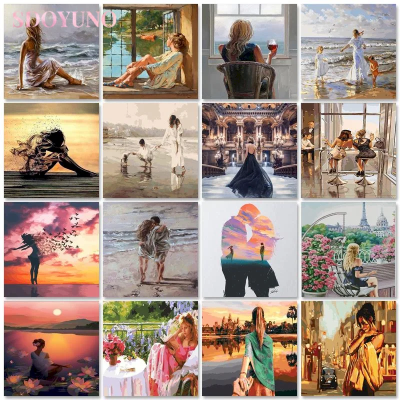 

SDOYUNO DIY Painting By Numbers For Adults Children Drawing On Canvas Figure Women HandPainted Gift Home Wall Decor Art