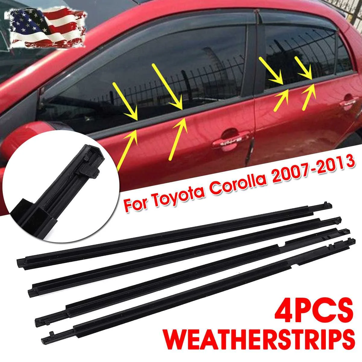 

4 шт. Weatherstrips автомобильной двери окна Литье отделка пояс уплотнения для Защитные чехлы для сидений, сшитые специально для Toyota Corolla 2009 2010 2011 ...
