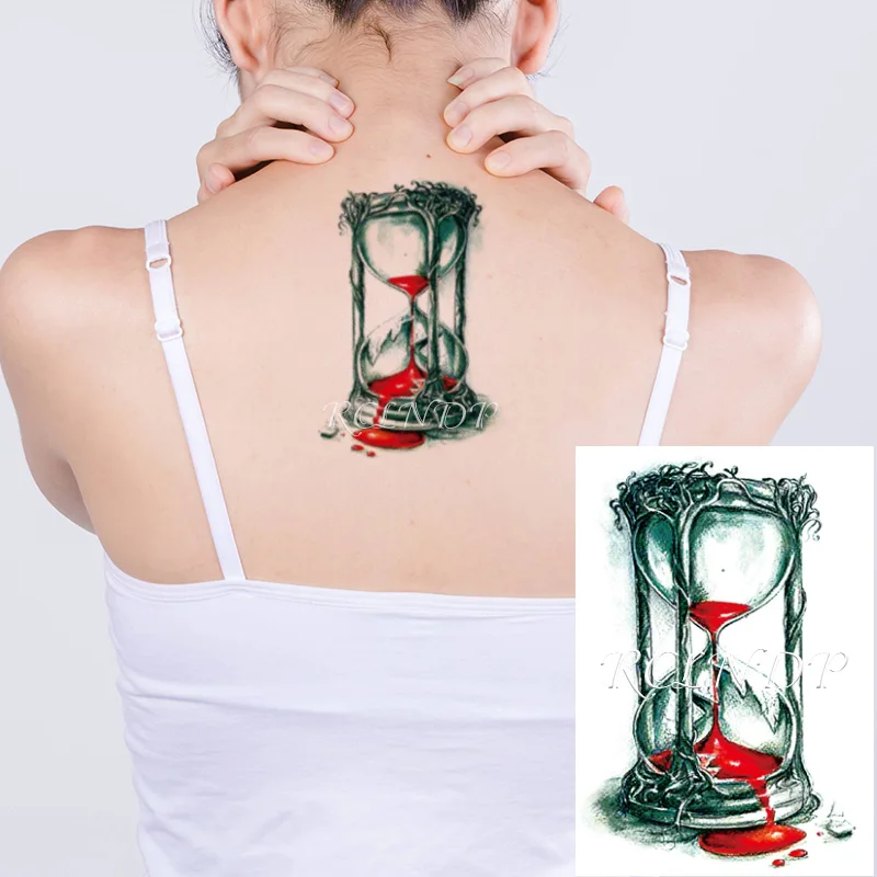 Waterproof Temporary Tattoo Sticker Hourglass Bleeding Red Liquid Tree Patterns Fake Flash for Girl Women Men | Красота и здоровье