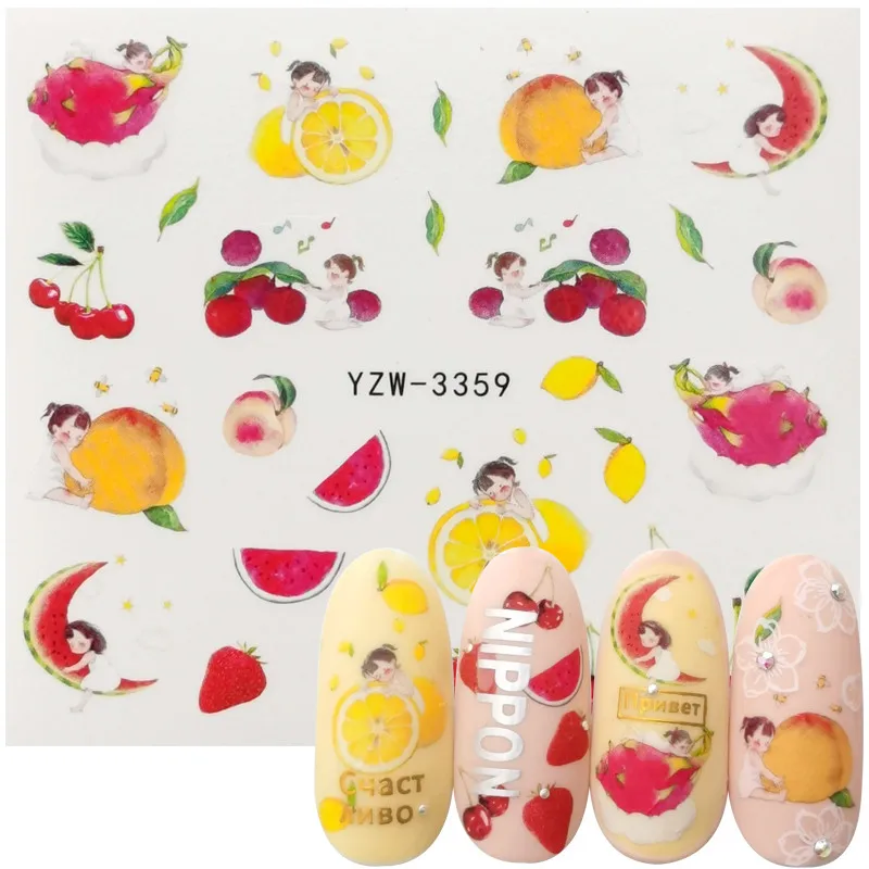 

2022 New Arrival Water Transfer Nail Stickers Fruit Decals Wraps Watermelon Sliders For Nail Decor Manicure Colorful Tip