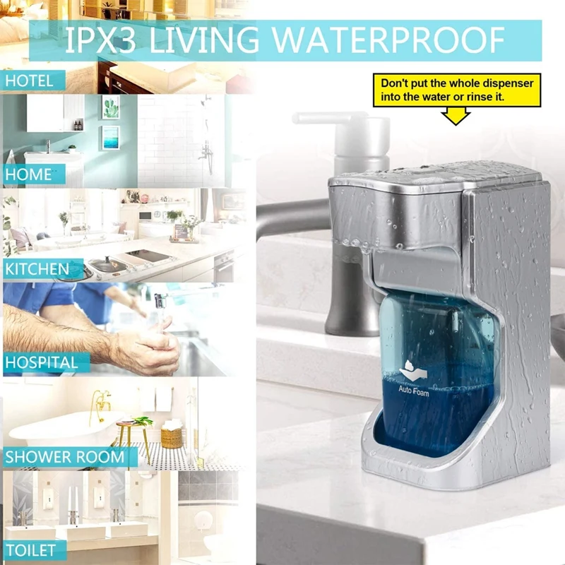 

Foam Soap Dispenser Automatic 500Ml/17Oz Infrared Motion Sensor Touchless Battery Operated Adjustable Foaming Waterproof