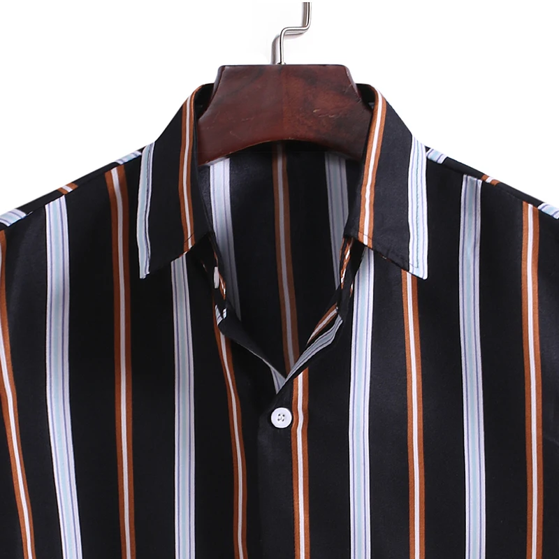 Мужская полосатая рубашка с коротким рукавом Повседневная деловая 2020 | одежда