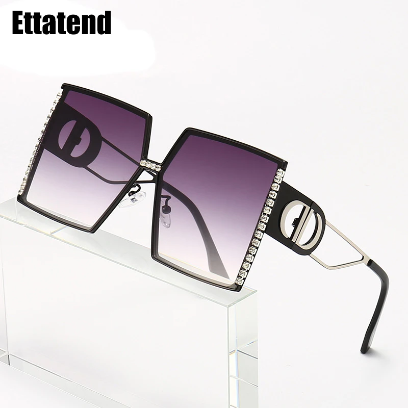 

Oversized Square Rhinestone Sunglasses Women 2021 Luxury Brand Designer Punk Sun glasses Ladies Eyewear Fashion Shades Uv400