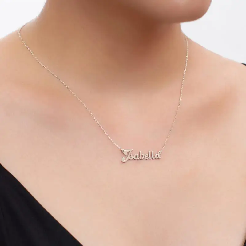 Custom Name Necklaces Stainless Steel Gold Choker Personalized Name Nameplate Pendant Necklaces For Women Birthday Gifts