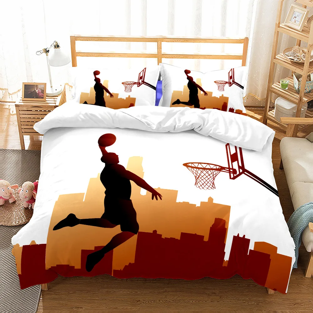 

Принт баскетбольного мяча полиэстер микрофибра 2/3 шт. Комплект постельного белья для занятий спортом пододеяльник с 1/2 шт. наволочки для дет...