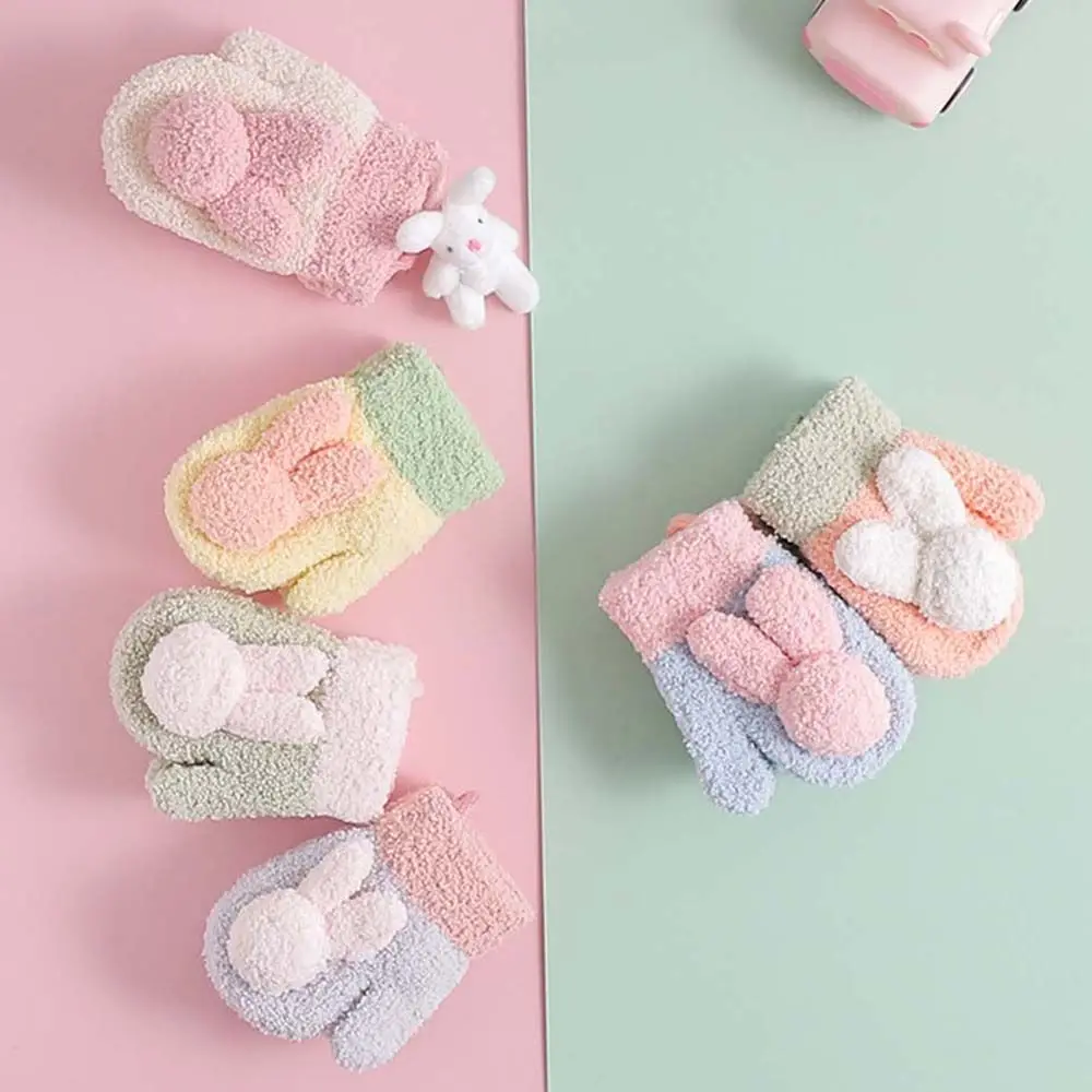 

Cartoon Warm Children Infant Outdoor Girls Boys Thickened Plush Newborn Gloves Bunny Baby Gloves Baby Mittens
