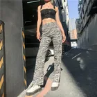 Hirigin лето женская обувь с принтом в виде окраски зебры; Широкие брюки капри Y2K 2021 Мода Высокая талия уличный панк клуб K-POP брюк