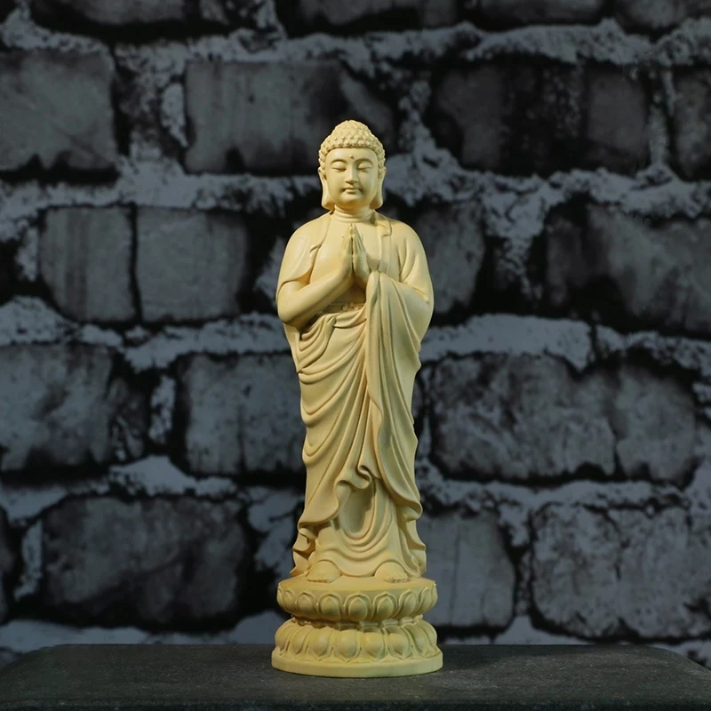 

Sakyamuni-деревянные статуи Будды, 21 см, подарки, искусственная кожа, украшения