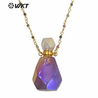 wt n1236 amazing gorgeous light purple titanium coated natural stone perfume bottle necklace rosary beads bottle necklace