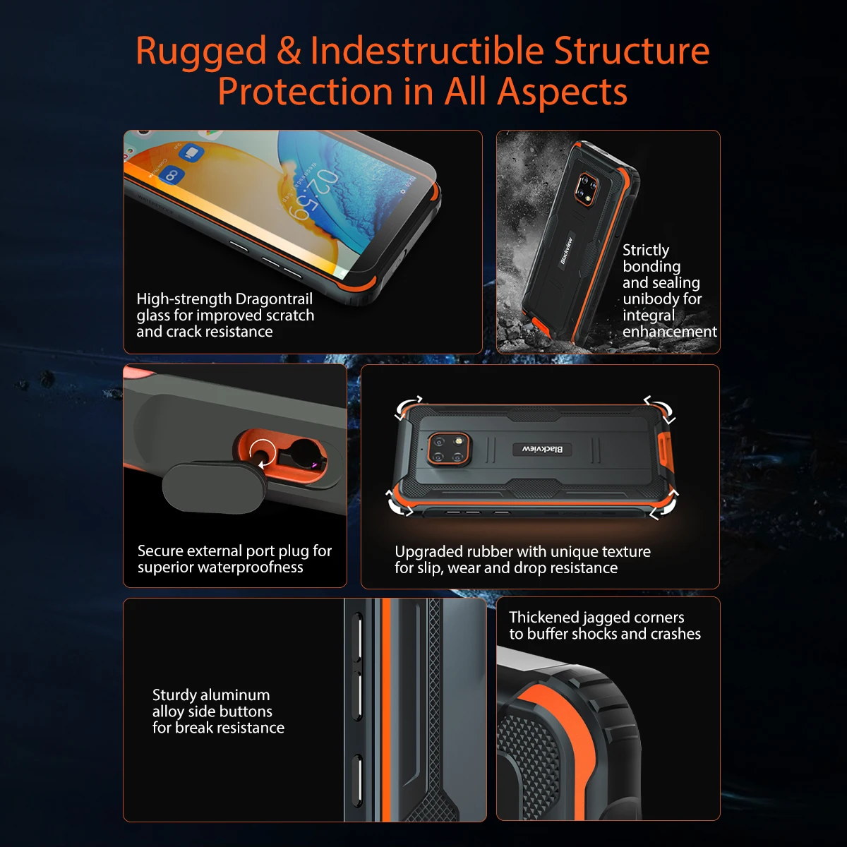 blackview bv4900s rugged smartphone ip68 waterproof cellphones 2gb 32gb android 11 octa core mobile phone 5580mah 5 7 inch phone free global shipping