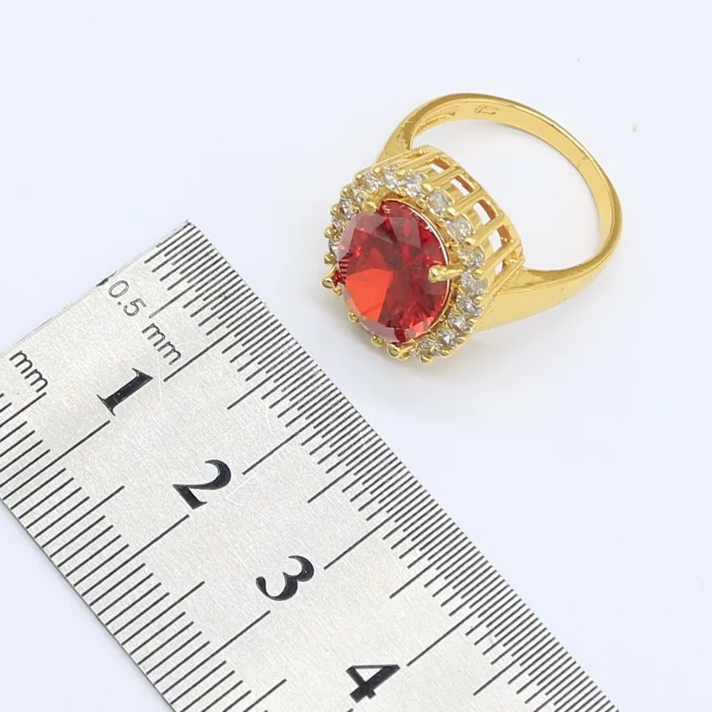 Набор украшений для женщин с красным цирконием геометрической формы набор