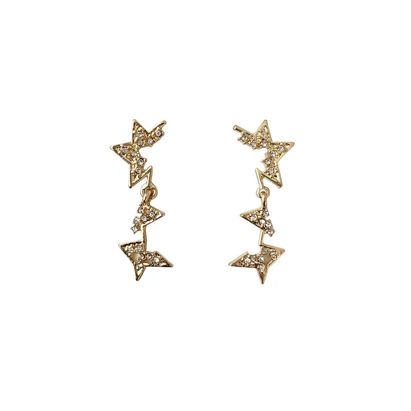 Meteor South Korea Micro Crystal Set Super Shiny Biling Ear Stud Elegant Simple Earrings Women's Jewelry | Украшения и