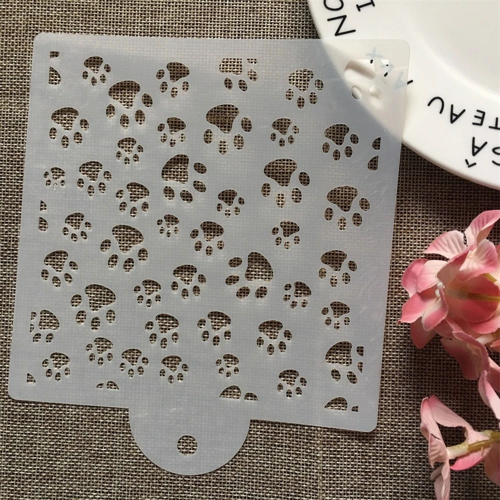 15cm Dog Cat Paw DIY Layering Stencils Wall Painting Scrapbook Coloring Embossing Album Decorative Card Template