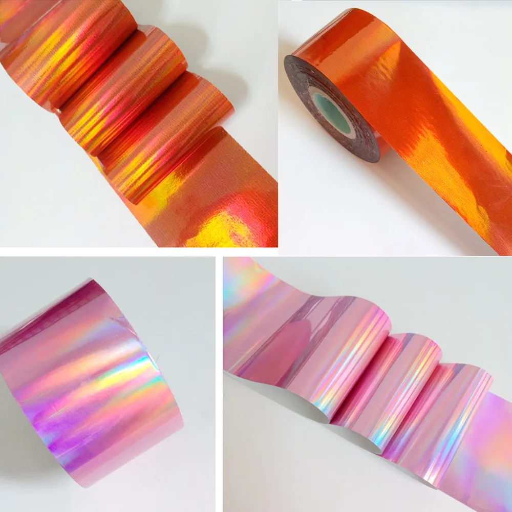 

Голографическая переводная фольга 4 см x 120 м, лазерная розовая наклейка для дизайна ногтей, голографические наклейки, инструмент для маникю...