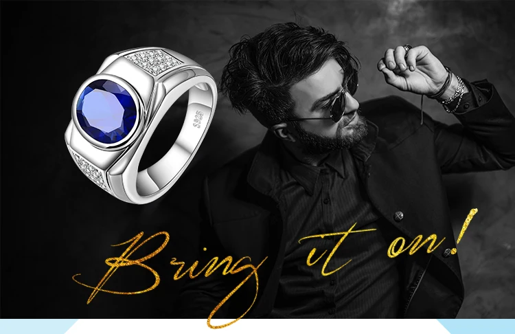 Jewelrypalace овальное Для мужчин создан сапфир Юбилей Обручение обручальное кольцо 925 пробы серебро Для мужчин, кольцо, кольцо из нержавеющей стали Модные украшения