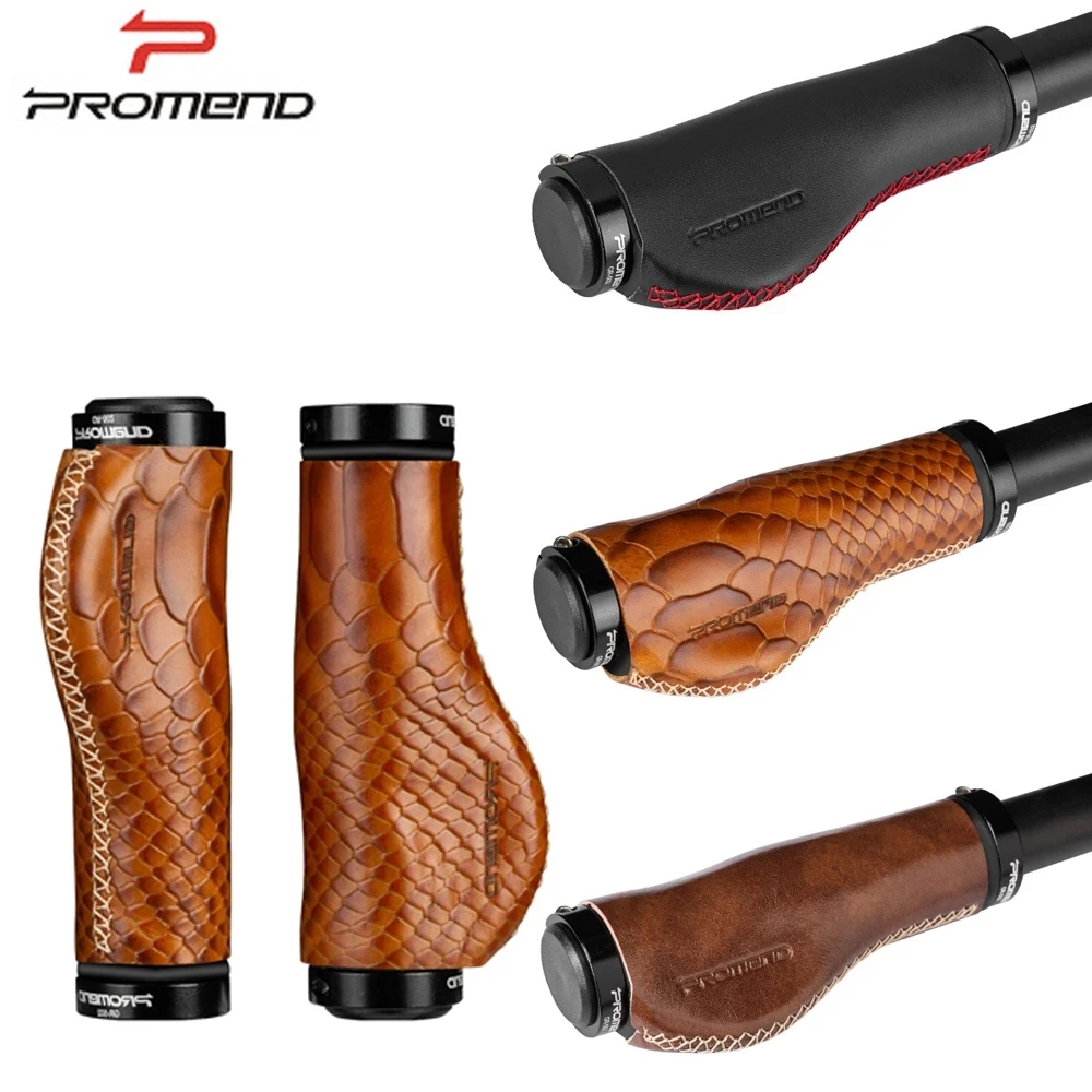 

promend NEW high quality Bike Ergonomics grips Lockable Handle Grip cow leather + aluminum alloy Anti Slip Bike Handlebar 22.2mm