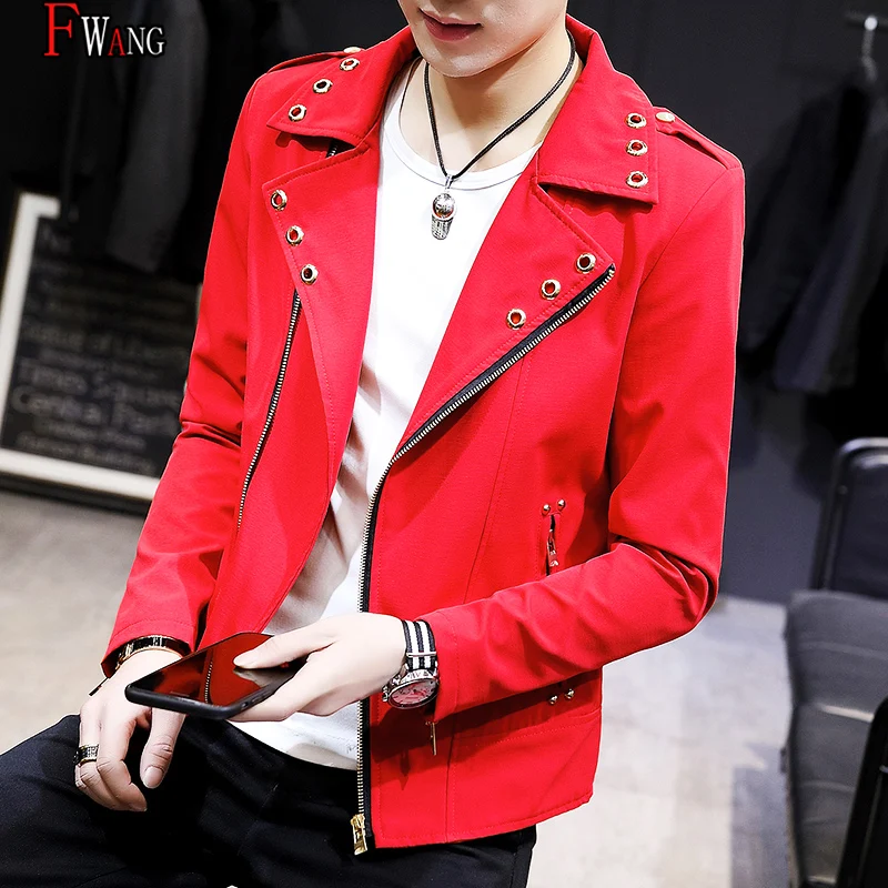 

Мужская приталенная куртка с воротником-поло, молодежная весенняя куртка с заклепками и косой молнией, 2021