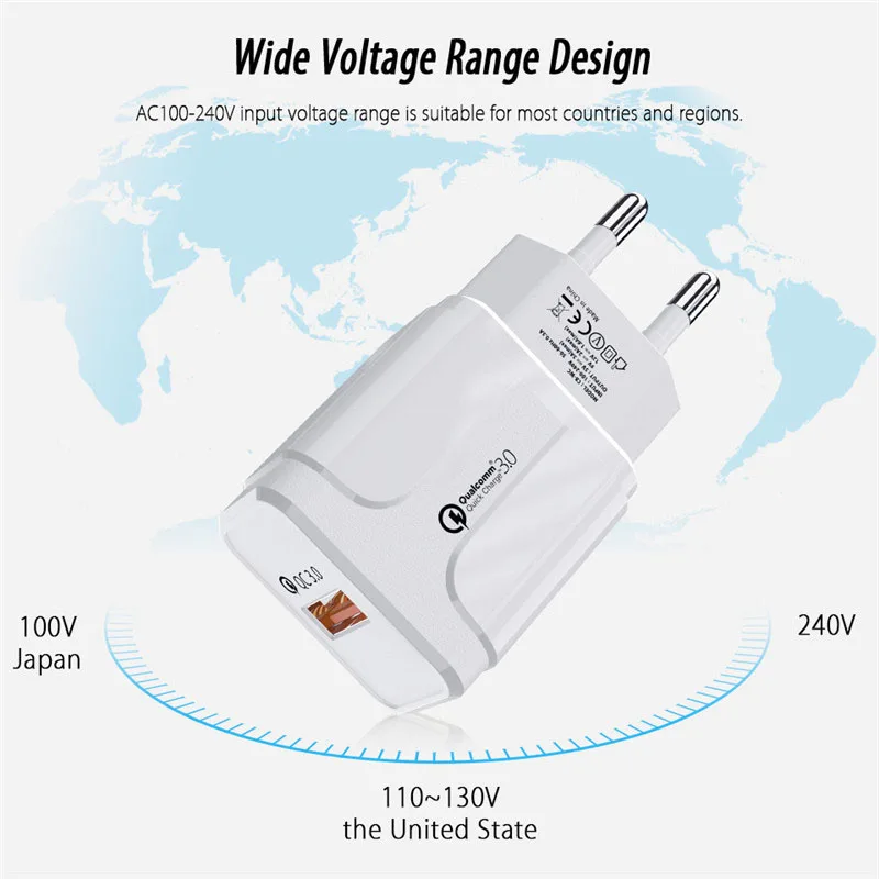 18w fast charging charger QC 3.0 wall Charger for huawei nova 5 4 honor 9x 8x play redmi note 7 k20 black shark 2 phone | Мобильные
