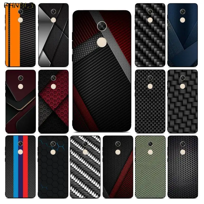 

FHNBLJ Car Carbon Fibre black Phone Case Hull for RedMi note 9 4 5 6 7 5a 8 8pro xiaomi mi mix2s case