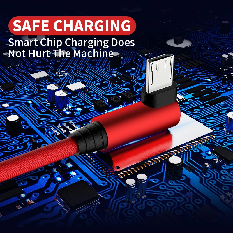 Posugear Micro USB кабель для быстрой зарядки шнур 90 градусов локоть нейлоновый плетеный
