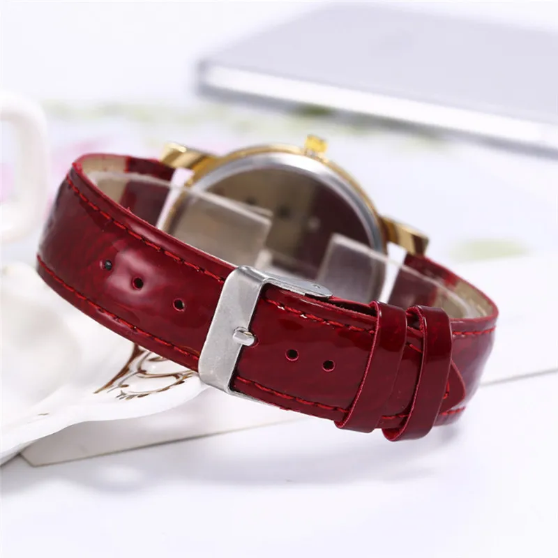 2020 модные часы для женщин женские стеклянные Санта-Клаус шаблон кожаный ремешок