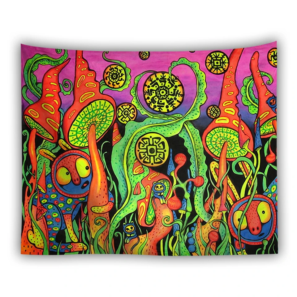 Богемный красочный Мандала настенный гобелен хиппи психоделический ковер грибы